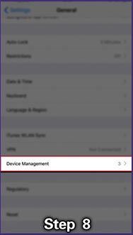 Step 8 - In Settings > General, go to Device Management.